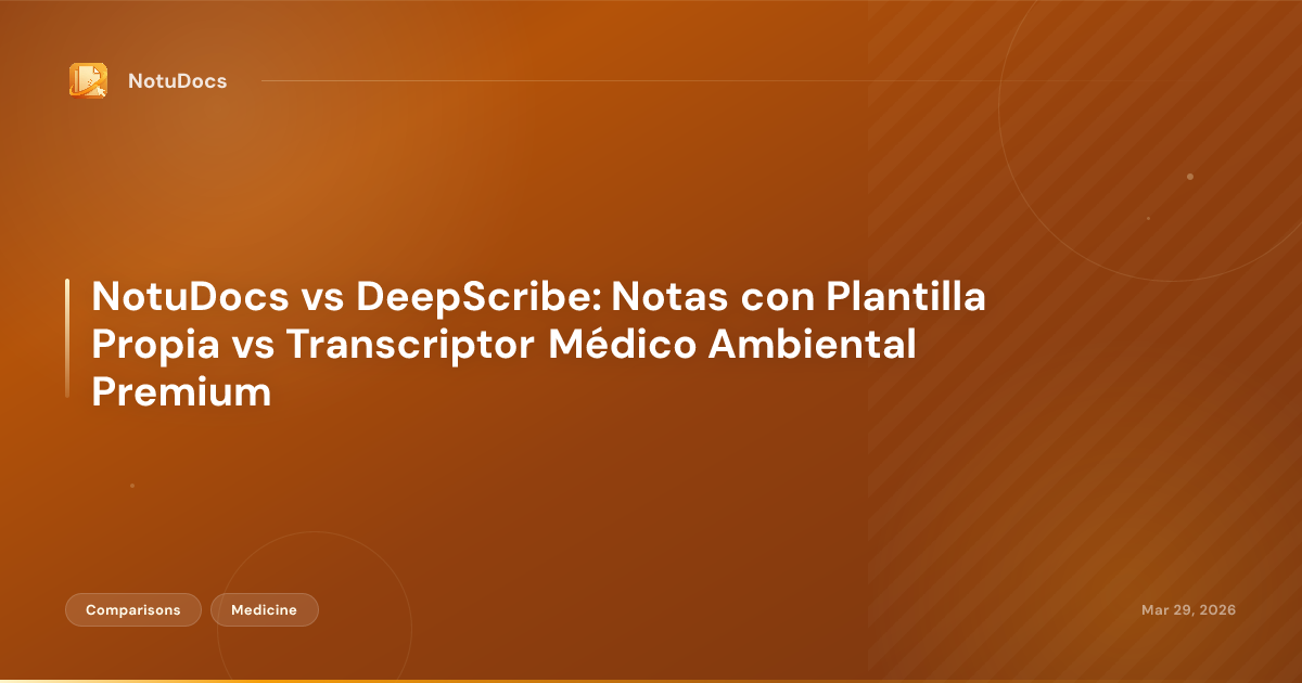 NotuDocs vs DeepScribe: Notas con Plantilla Propia vs Transcriptor Médico Ambiental Premium