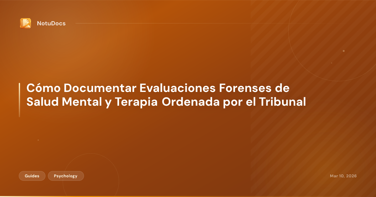 Cómo Documentar Evaluaciones Forenses de Salud Mental y Terapia Ordenada por el Tribunal