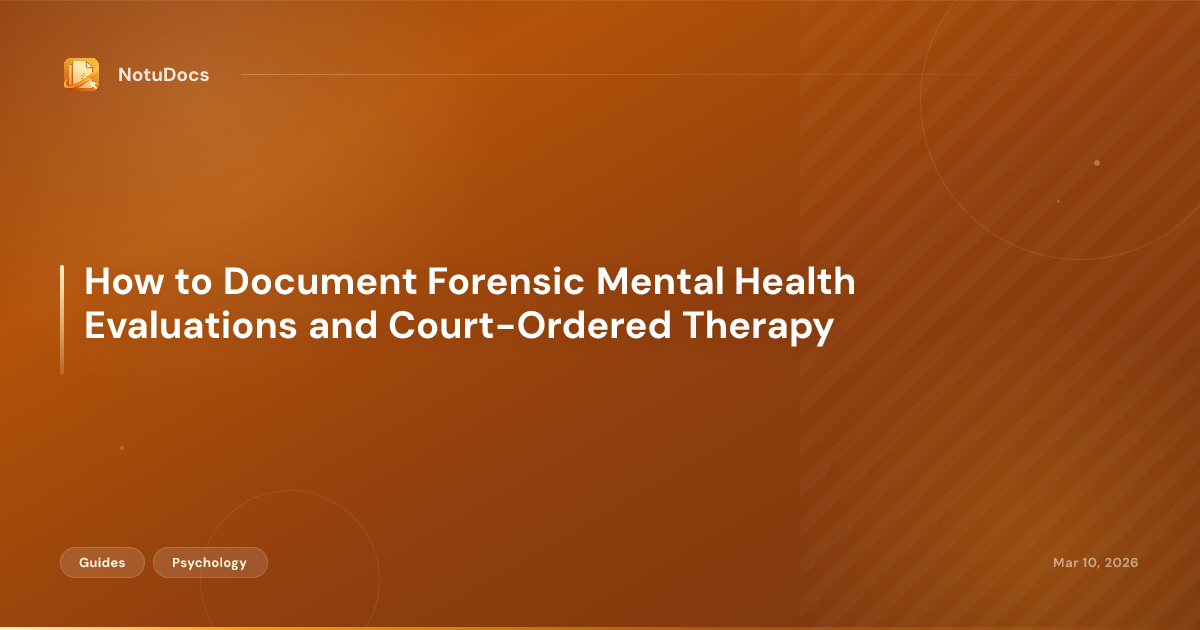How to Document Forensic Mental Health Evaluations and Court-Ordered Therapy