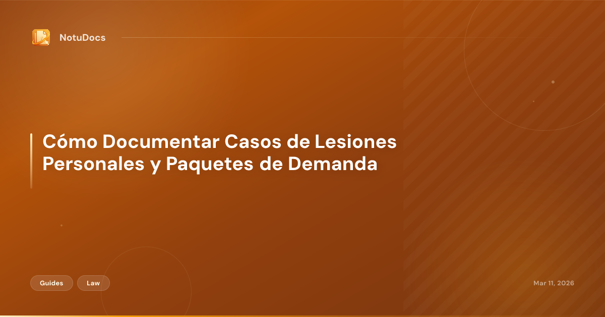Cómo Documentar Casos de Lesiones Personales y Paquetes de Demanda