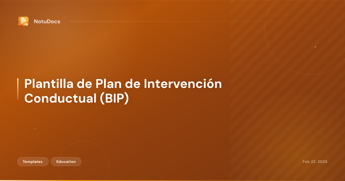 Plantilla de Plan de Intervención Conductual (BIP)