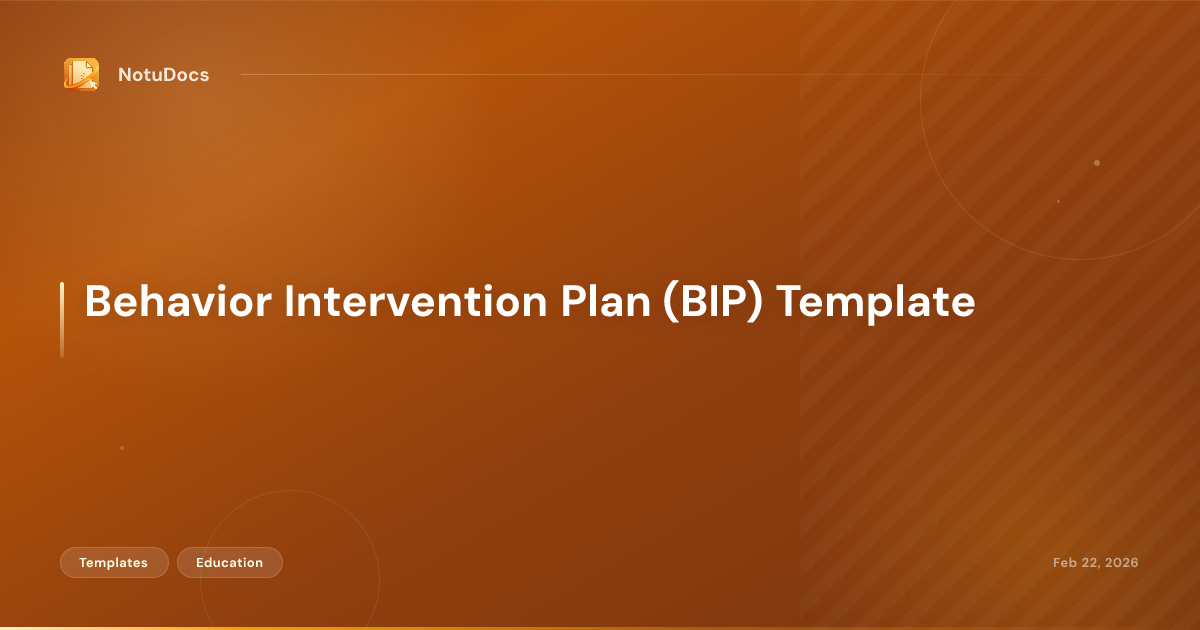 Behavior Intervention Plan (BIP) Template