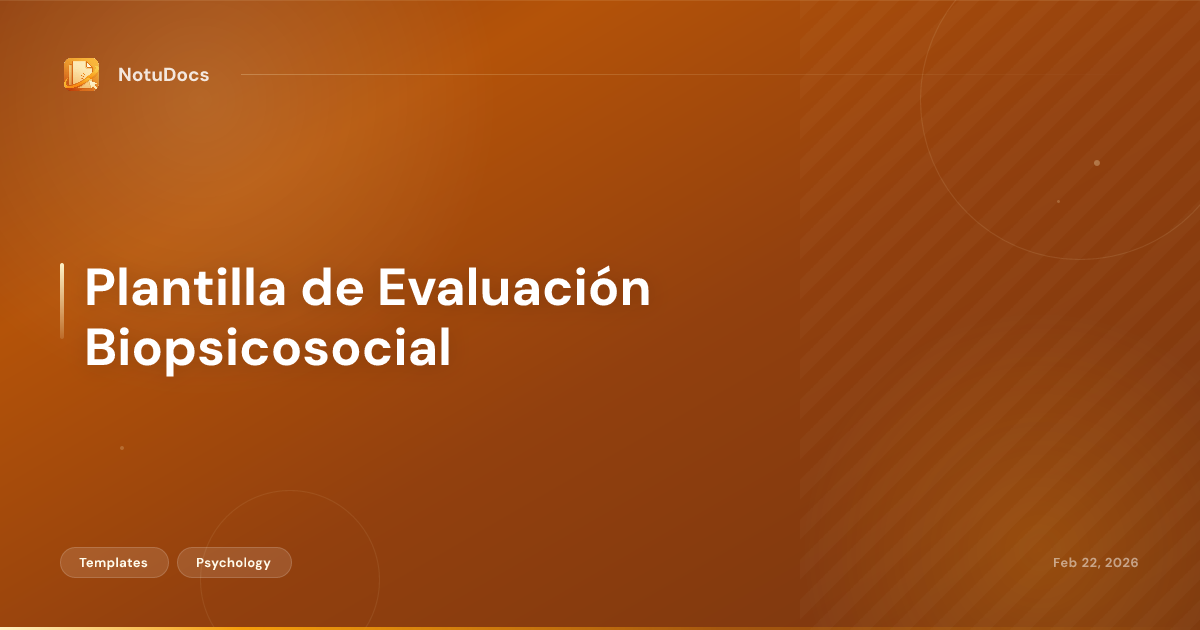Plantilla de Evaluación Biopsicosocial