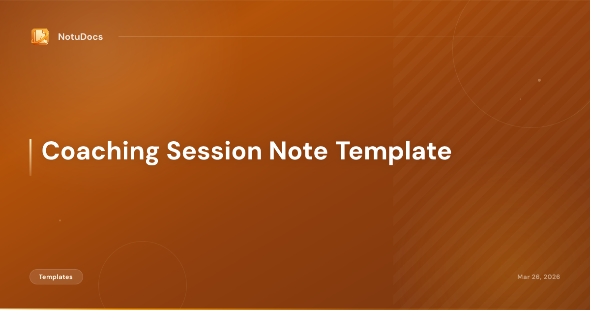Coaching Session Note Template