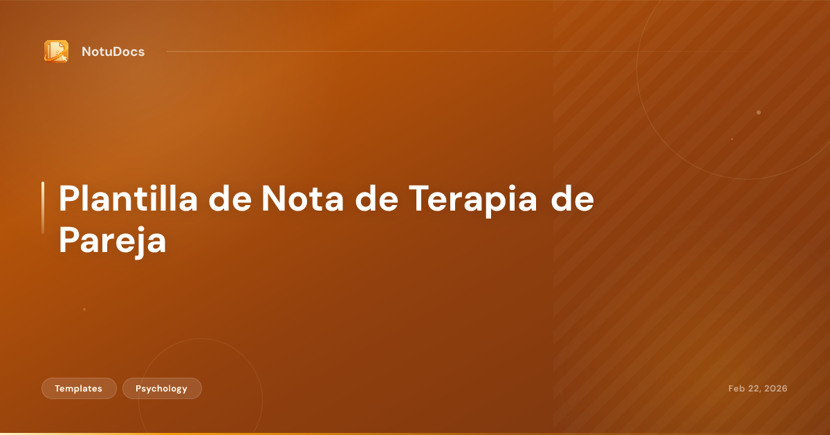 Plantilla de Nota de Terapia de Pareja