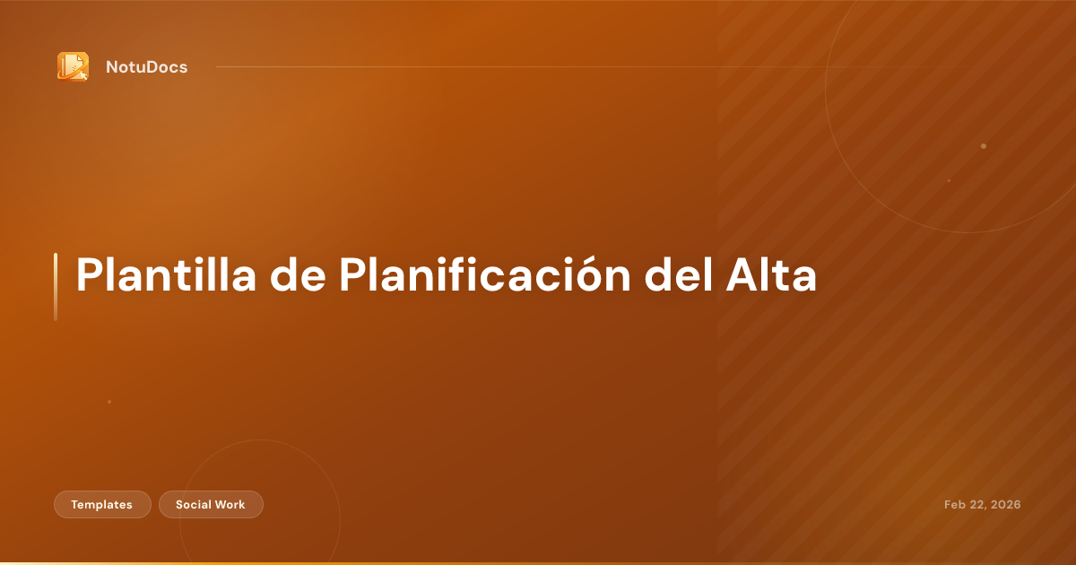 Plantilla de Planificación del Alta