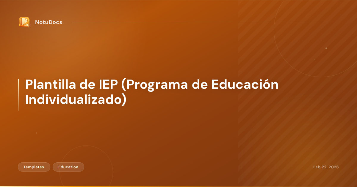 Plantilla de IEP (Programa de Educación Individualizado)