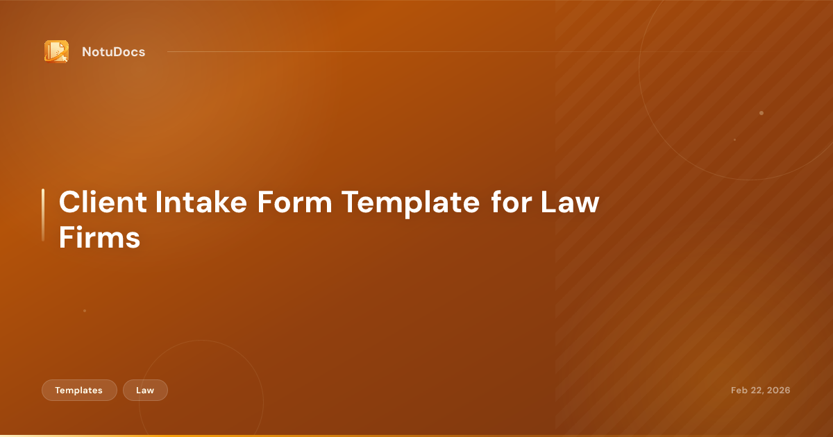 Client Intake Form Template for Law Firms