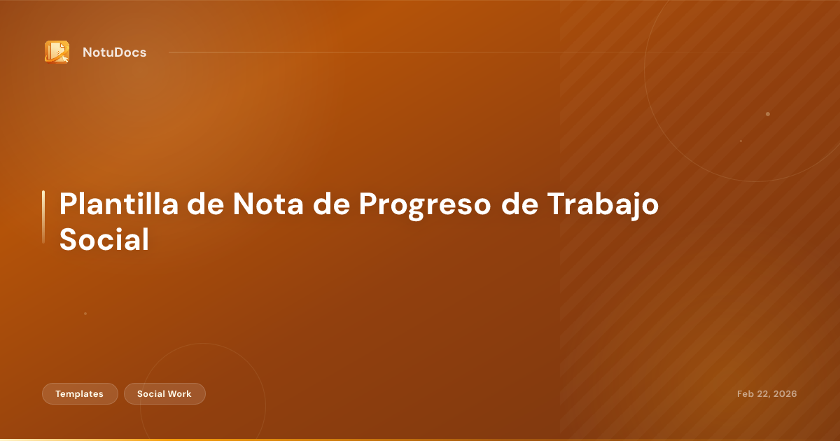 Plantilla de Nota de Progreso de Trabajo Social