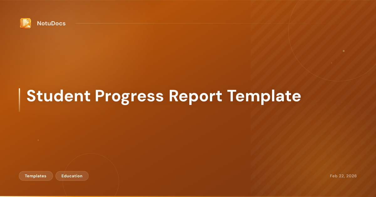 Student Progress Report Template