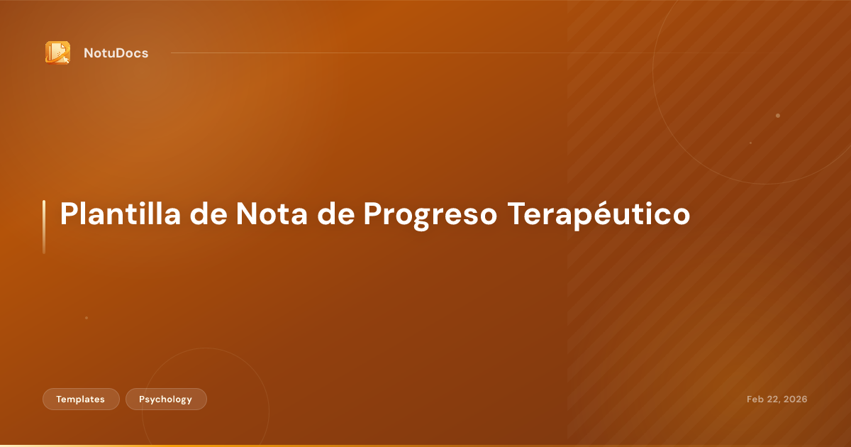 Plantilla de Nota de Progreso Terapéutico