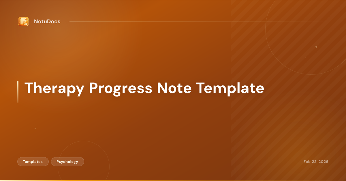 Therapy Progress Note Template