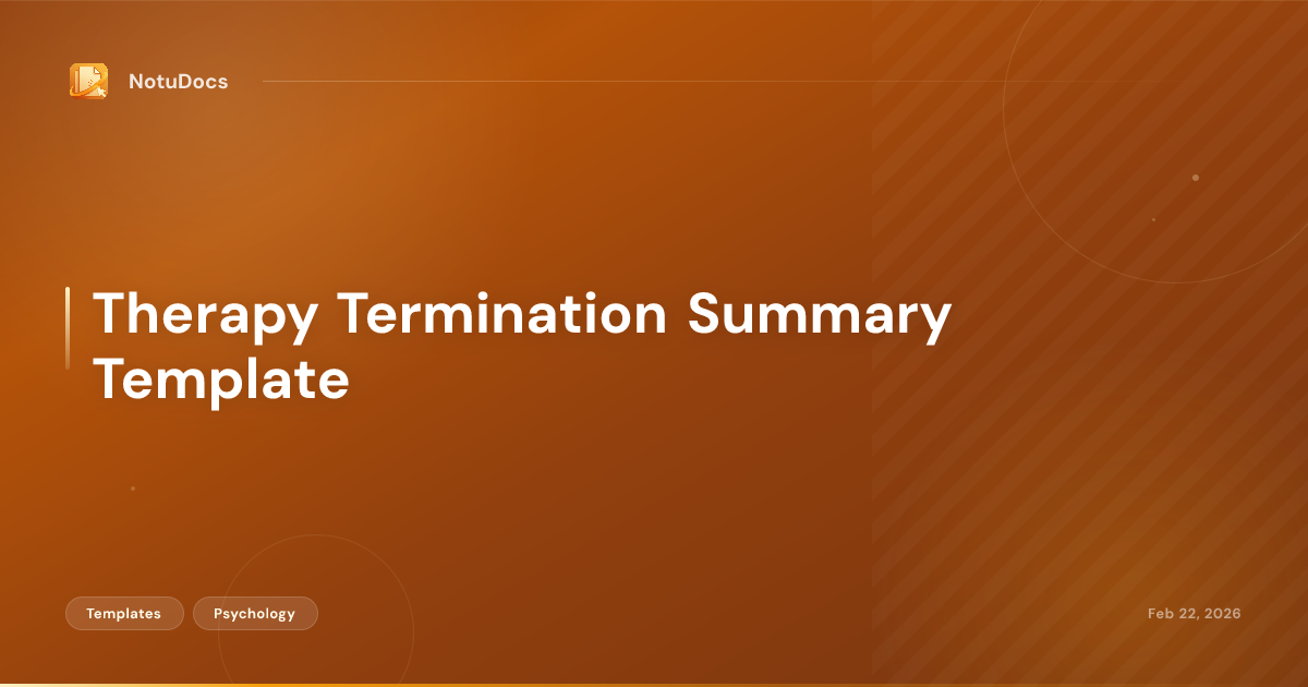 Therapy Termination Summary Template